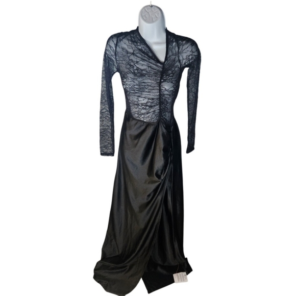 0007 ASOS DESIGN Lace Longsleeve Maxi Dress Open Back Fall Summer Size 4-6 - Picture 3 of 14